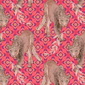 Mountain Lion in Coral and Pink