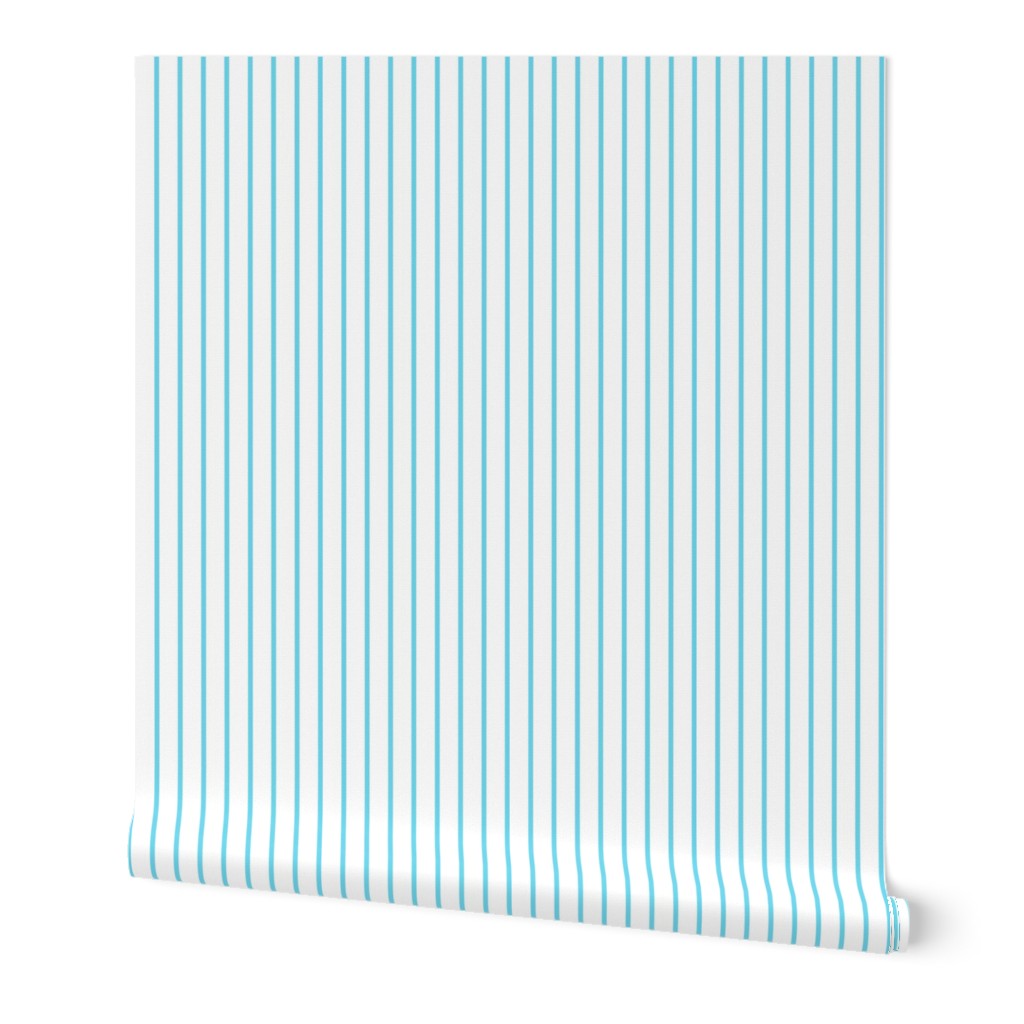 Thin Stripes Sky Blue on White Vertical