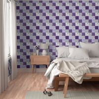 Wholecloth Patchwork Deer in purple and grey - 