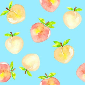 Peaches watercolour on blue