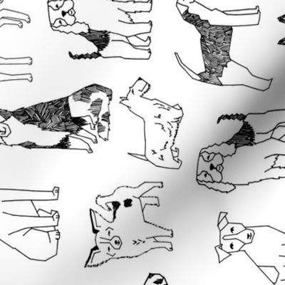 dogs // black and white railroad dog pet design hand-drawn by andrea lauren