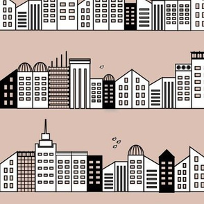 City buildings - blush dusty pink