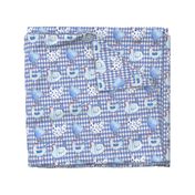 Chickens on Blue Gingham