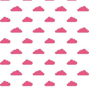 mod baby tiny clouds hot pink on white