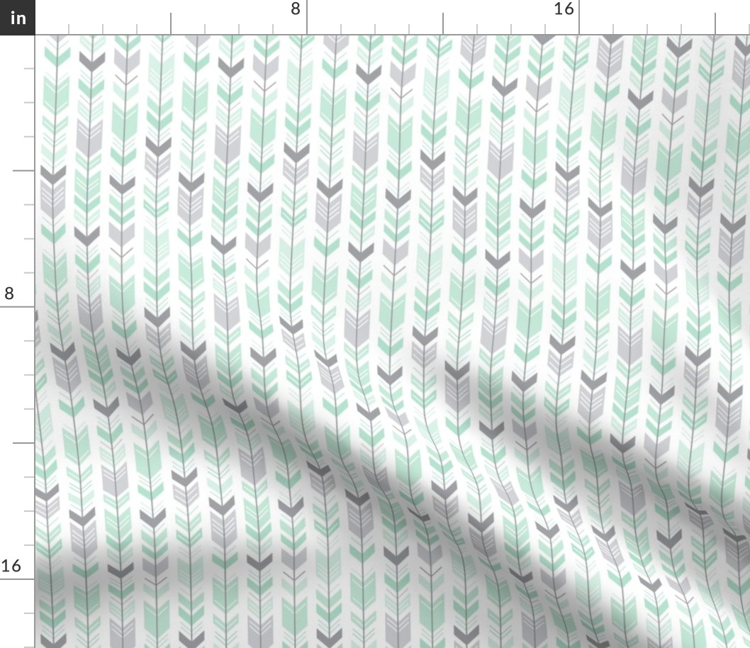 herringbone arrows mint green