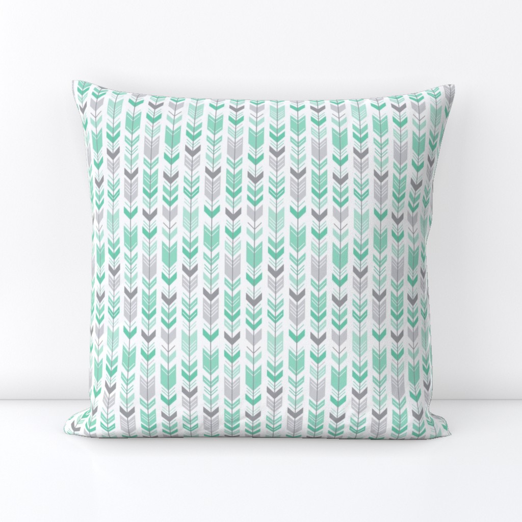 herringbone arrows sea foam green