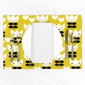 Sweet pastel spring tulip flowers blossom kawaii love mustard yellow print LARGE