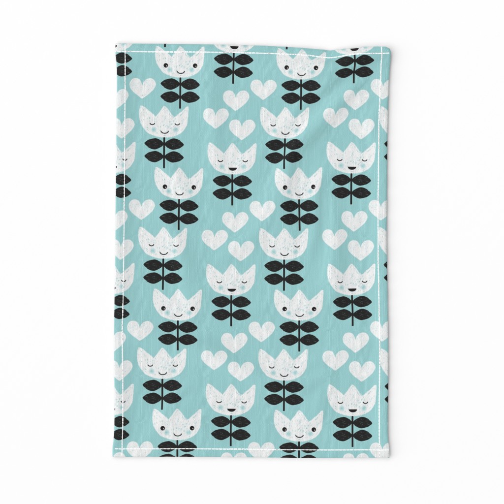 Sweet pastel spring tulip flowers blossom kawaii love baby blue print LARGE