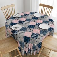 Patchwork Deer and Arrow - Littleone Wholecloth in pink, navy, grey