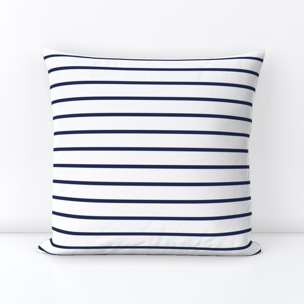 Thin Stripes Navy on White Horizontal