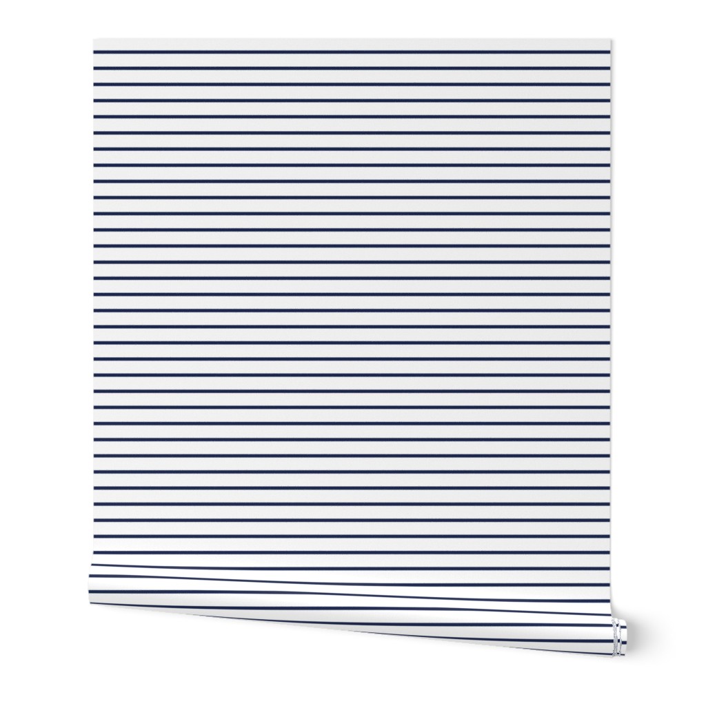 Thin Stripes Navy on White Horizontal