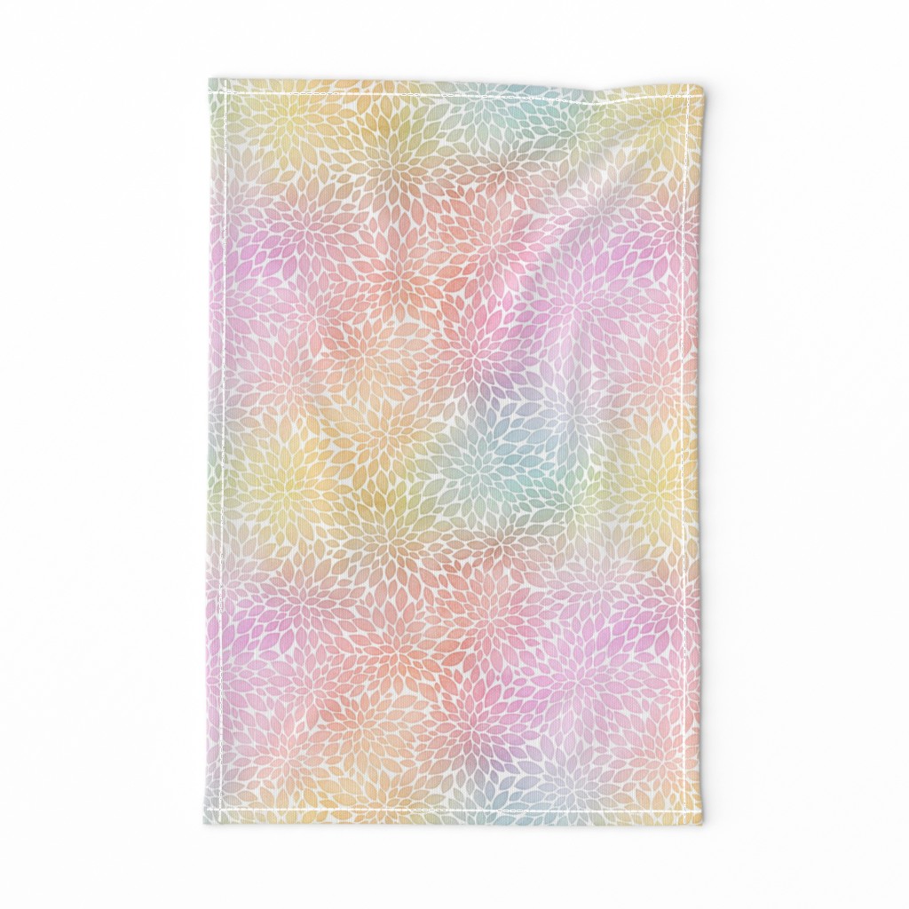 Pastel Rainbow Watercolor Dahlia Pattern
