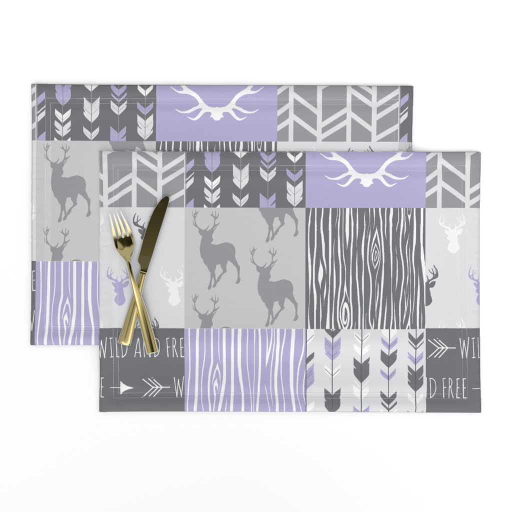 Patchwork Deer in lilac, grey, white - Wholecloth quilt - Woodland Nursery fr baby girl