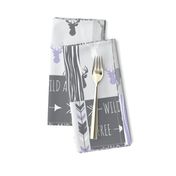 Patchwork Deer in lilac, grey, white - Wholecloth quilt - Woodland Nursery fr baby girl