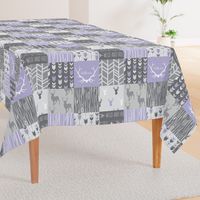 Patchwork Deer in lilac, grey, white - Wholecloth quilt - Woodland Nursery fr baby girl