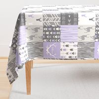 Patchwork Deer in lilac, grey, white - Wholecloth quilt - Woodland Nursery fr baby girl