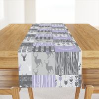 Patchwork Deer in lilac, grey, white - Wholecloth quilt - Woodland Nursery fr baby girl