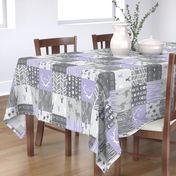 Patchwork Deer in lilac, grey, white - Wholecloth quilt - Woodland Nursery fr baby girl