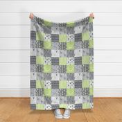 Wholecloth Patchwork Deer in grey and lime
