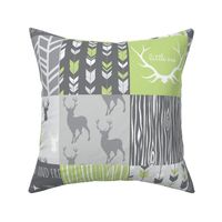 Wholecloth Patchwork Deer in grey and lime