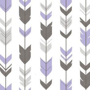 Arrow Feathers - grey, lilac, white- purple nursery