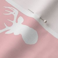 Deer-White on pink- stag Buck deer head silhouette -ch