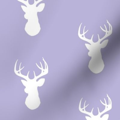 Deer-White on lilac - stag Buck deer head silhouette -ch-ch