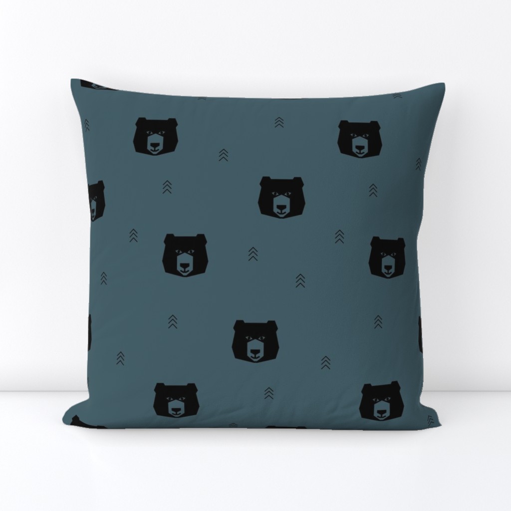 bear heads - dusty blue bears woods forest geometric bears