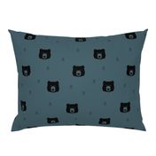 bear heads - dusty blue bears woods forest geometric bears