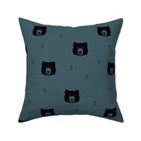 bear heads - dusty blue bears woods forest geometric bears