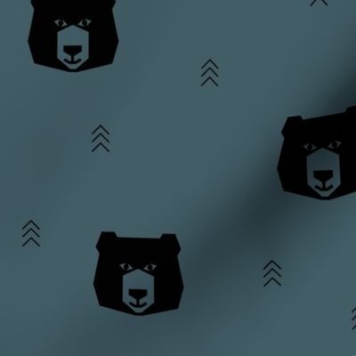 bear heads - dusty blue bears woods forest geometric bears