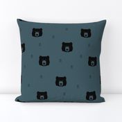 bear heads - dusty blue bears woods forest geometric bears