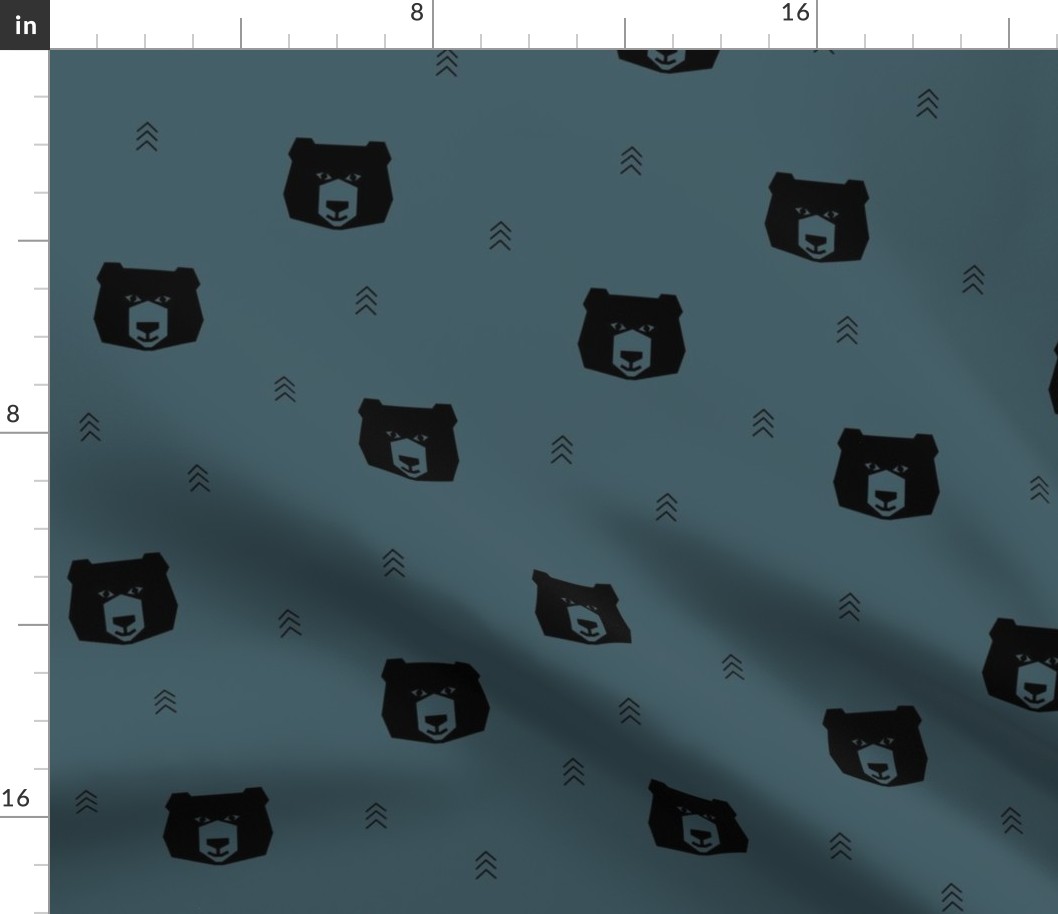 bear heads - dusty blue bears woods forest geometric bears