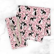 Boston Terrier cherry blossom spring florals dog breed patterned fabric pink