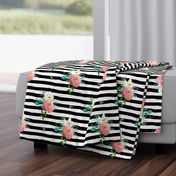 10.5" Flamingo Park Black and White Stripes Floral