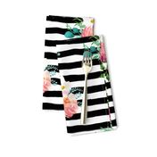 10.5" Flamingo Park Black and White Stripes Floral