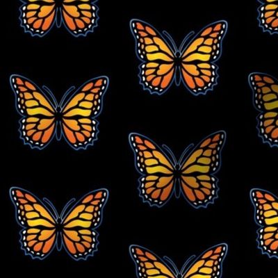Monarch Butterflies on Black