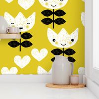 Sweet pastel spring tulip flowers blossom kawaii love mustard yellow print SMALL