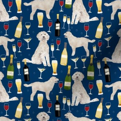 Doodle golden doodle wine beer drinks dog pattern navy