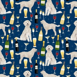 Doodle golden doodle wine beer drinks dog pattern navy