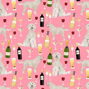 Doodle golden doodle wine beer drinks dog pattern pink