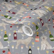 Doodle golden doodle wine beer drinks dog pattern grey