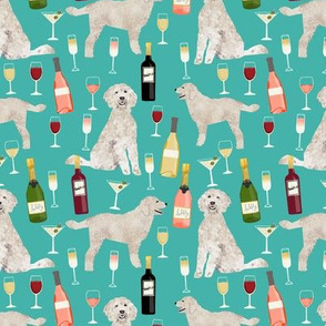 Doodle golden doodle wine beer drinks dog pattern turquoise