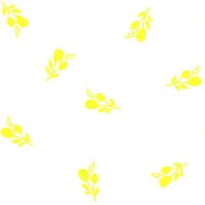 8" Flamingo Park Bright Yellow Branches / White Background 