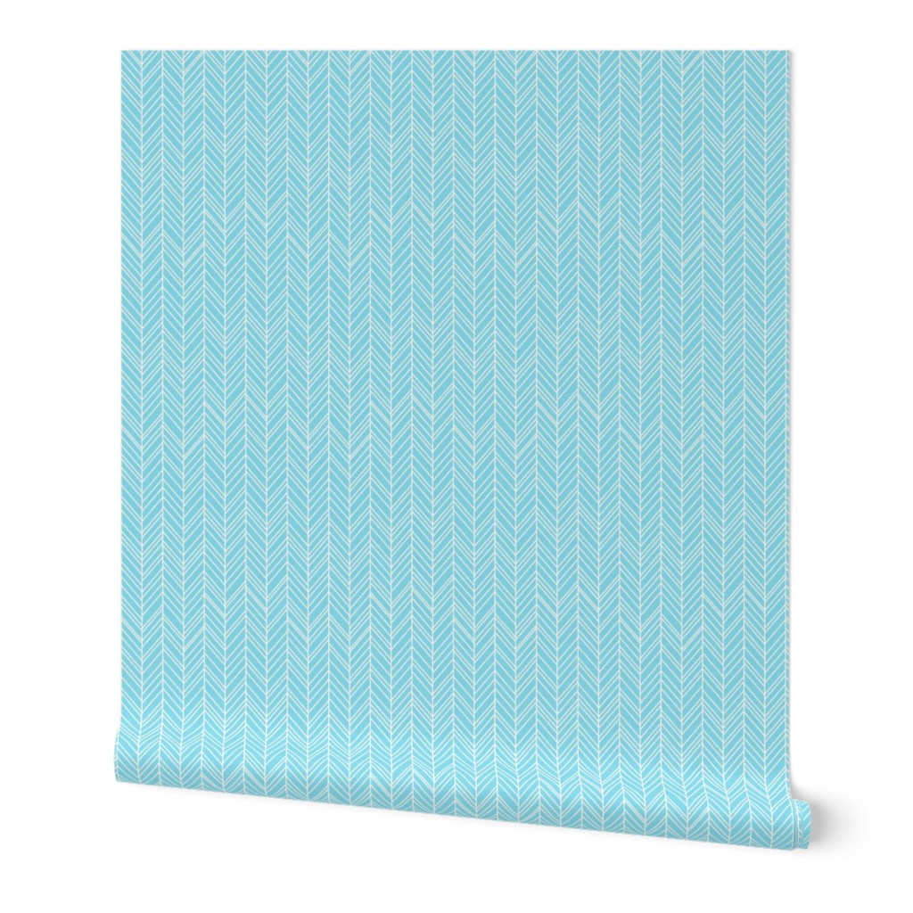 herringbone feathers sky blue