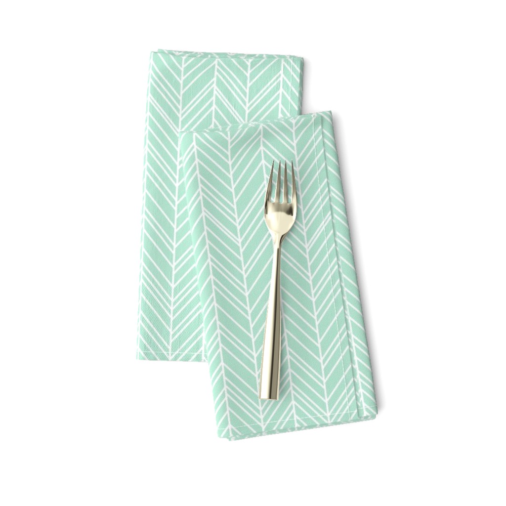 herringbone feathers mint green