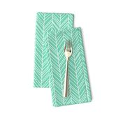 herringbone feathers sea foam green