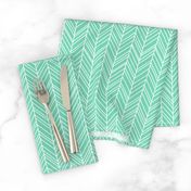 herringbone feathers sea foam green