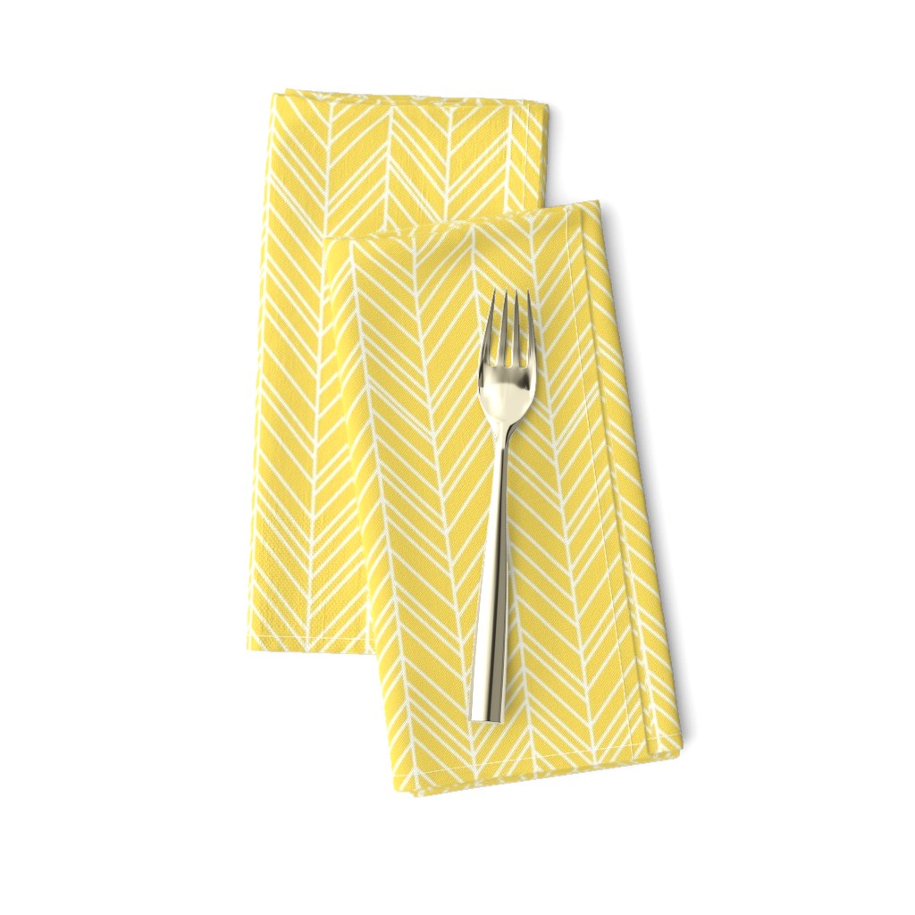 herringbone feathers butter yellow