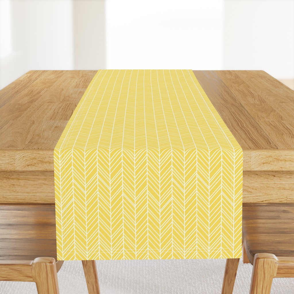 herringbone feathers butter yellow